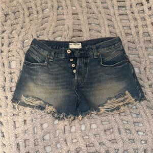 We The Free Dark Blue Frayed Jean Shorts Size 26